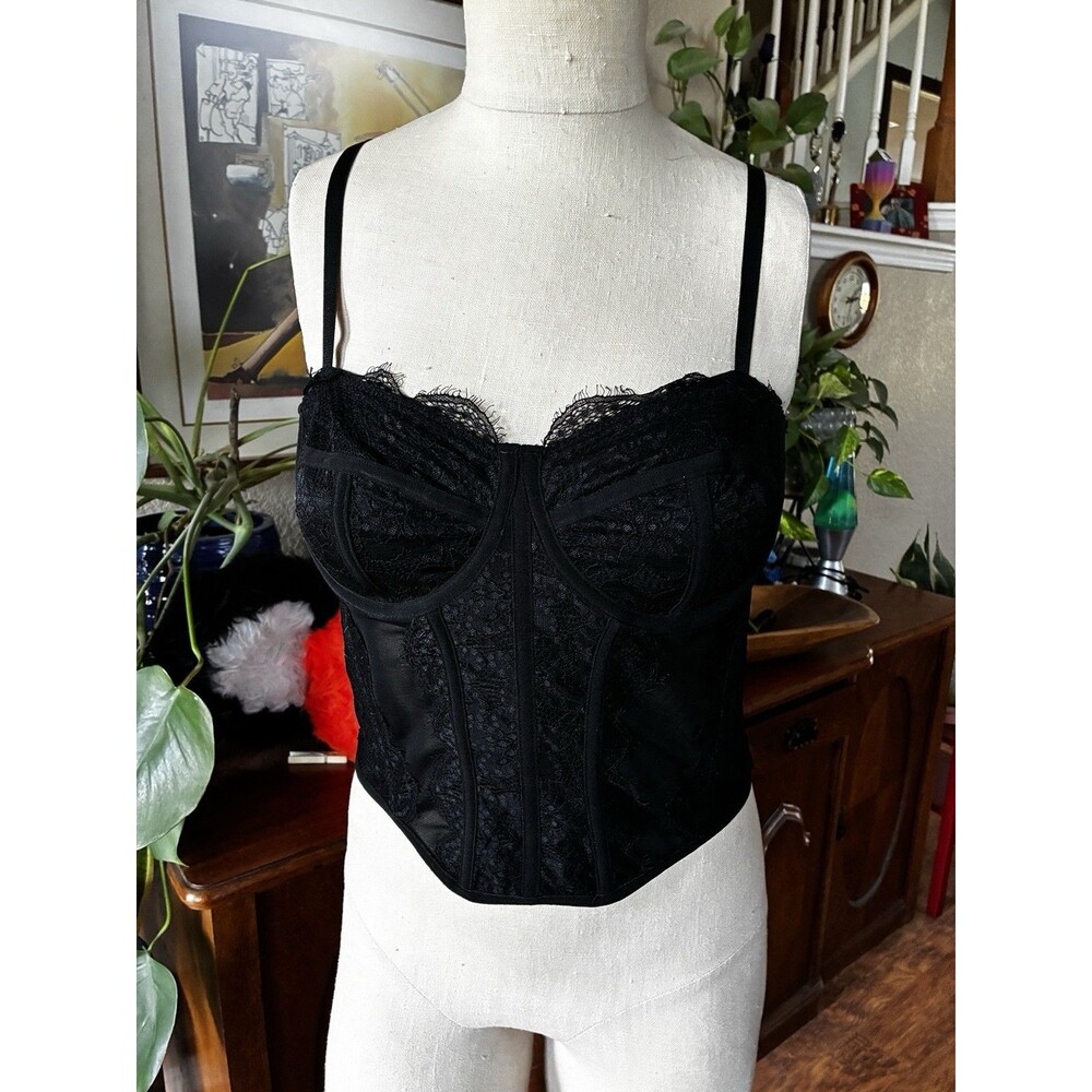 Dealmore Corset Tops For Women Sexy Lace Corset Spaghetti Strap Black Size Med